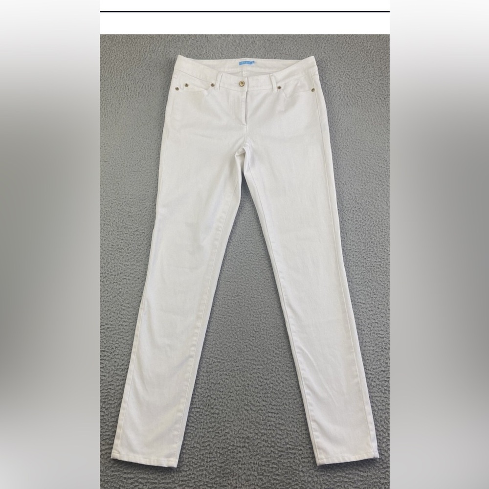 J. McLaughlin Jeans White Slim Leg Denim 4-Way Stretch Cotton Size 6 (0111)